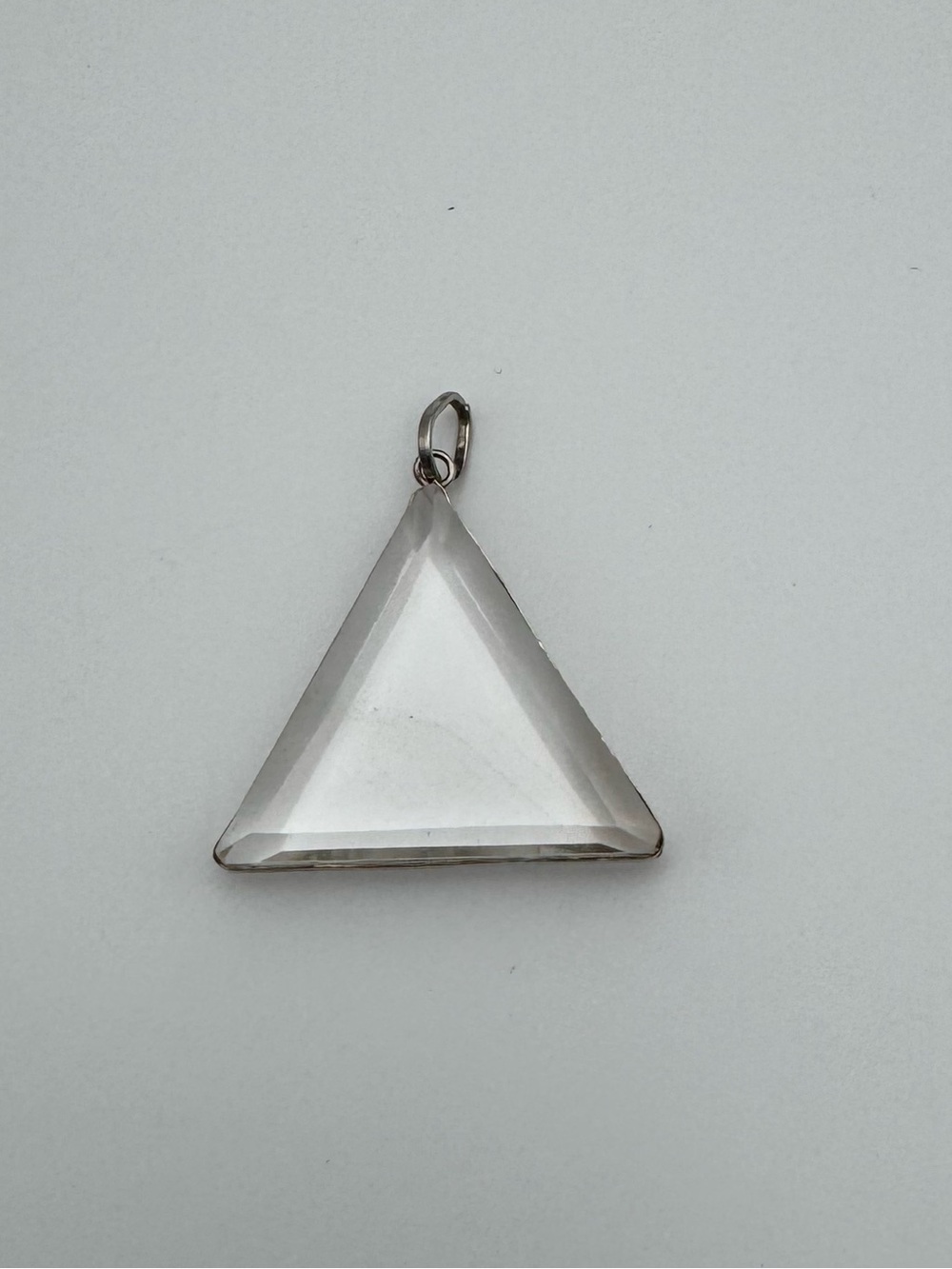 Sterling Silver Triangle Crystal Quartz Prism Pendant